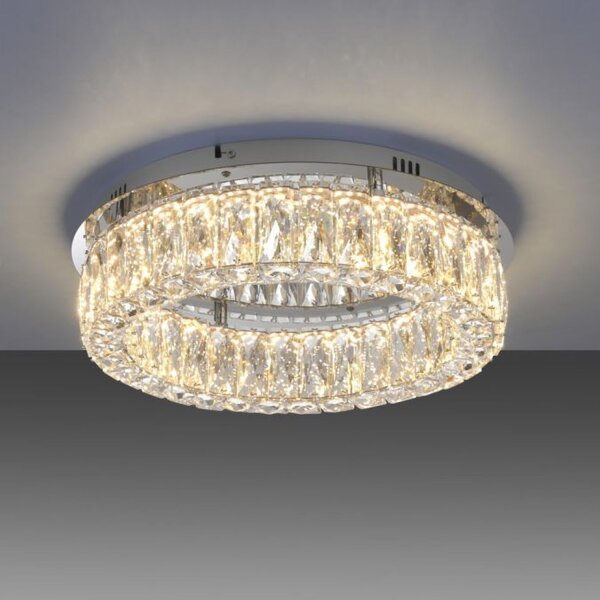 Lampe de plafonnier LED à intensité variable en verre acrylique chromé Ø40 cm 22 W