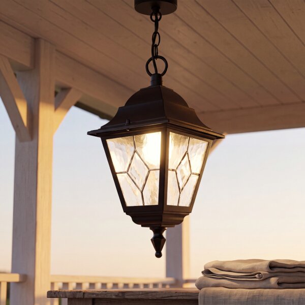 Lampe à suspendre noire IP43 Rustique Verre déglise
