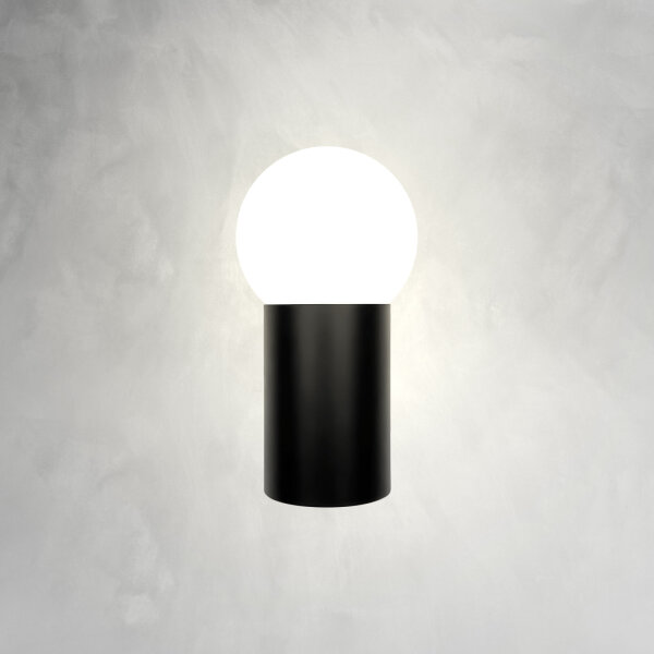 Wandlampe Schwarz Weiß H: 23,5 cm Messing Aluminium Glas