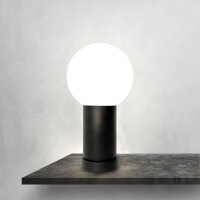 Tischlampe Schwarz Weiß H: 29 cm Messing Alu Glas E14