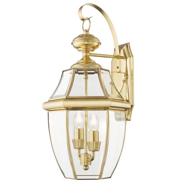 Wandlaterne Garten H: 52 cm IP23 in Gold E14 Alu Glas