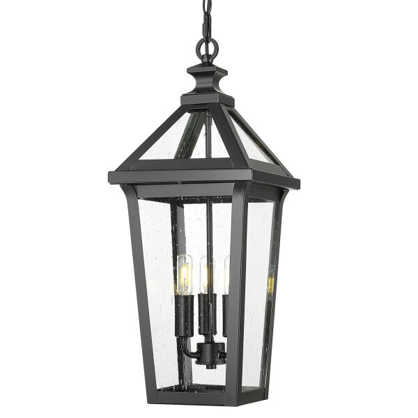 Pendelleuchte außen Rustikal 24 cm breit IP23 Schwarz 3x E14