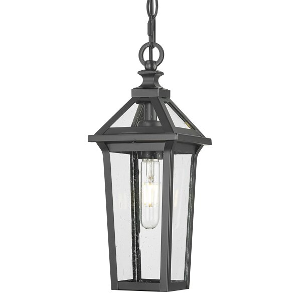 Hängelampe außen Alu Edelstahl Glas B: 14,3 cm Schwarz E27
