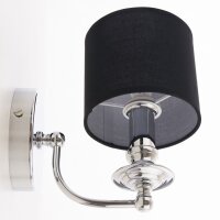 Wandleuchte Stoffschirm E14 H: 25 cm Chrom Schwarz klein