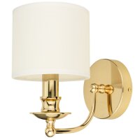 Wandleuchte Metall Stoff 25 cm hoch in Gold Weiß...