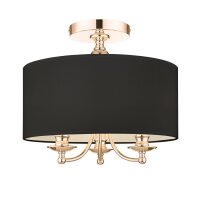 Deckenleuchte Stoff Metall D: 40 cm in Gold Schwarz 3x E14