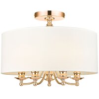 Deckenlampe rund D: 50 cm Metall Stoff 5x E14 in Gold...