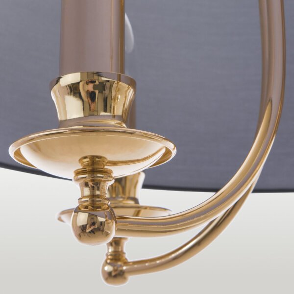 Hängelampe rund Stoff Metall Ø 50 cm in Gold Schwarz E14
