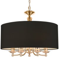 Hängelampe rund Stoff Metall Ø 50 cm in Gold...
