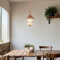 H&auml;ngelampe au&szlig;en Messing massiv Glas E27 IP54...