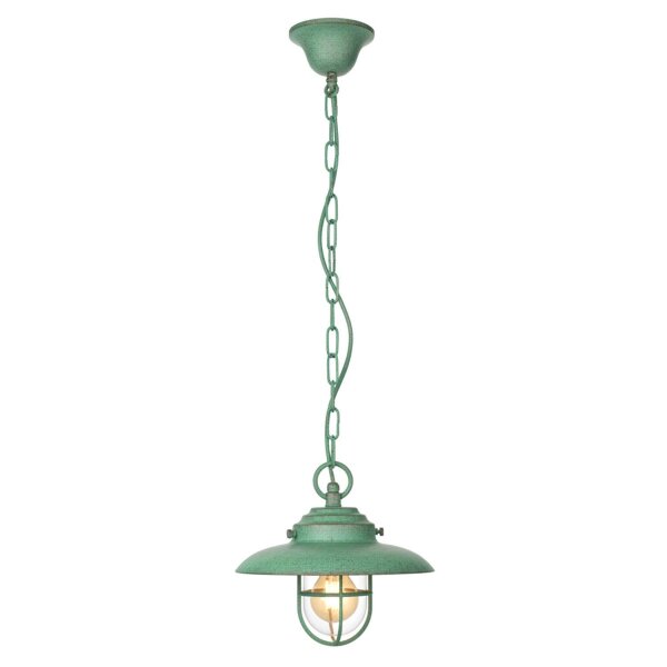 Außenleuchte Messing Glas E27 IP54 D: 23 cm Grün antik
