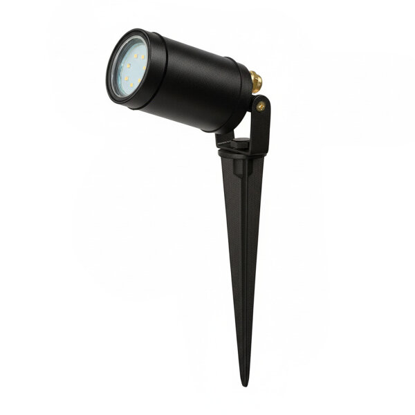 Außenlampe Messing massiv GU10 IP64 27 cm hoch Erdspieß