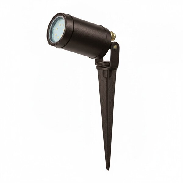 Außenlampe Messing massiv 27 cm Erdspieß IP64 GU10 rund