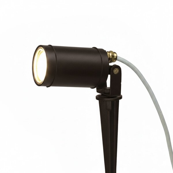 Außenlampe Messing massiv 27 cm Erdspieß IP64 GU10 rund