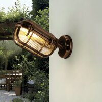 Au&szlig;enlampe Wand Glas Echt-Messing E27 IP64 H: 15,5 cm