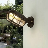 Au&szlig;enwandleuchte Messing massiv Glas 15,5 cm hoch IP64