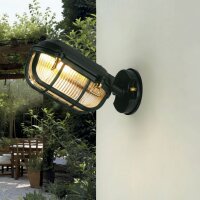 Au&szlig;enleuchte Wand Glas Echt-Messing E27 IP64 H:...