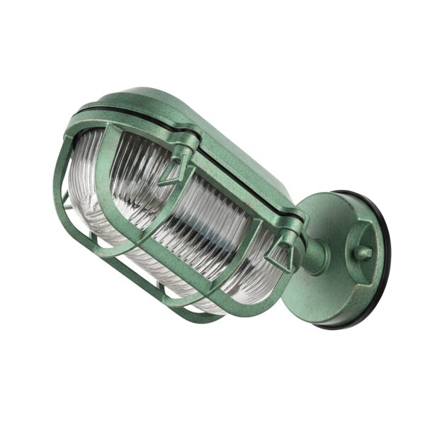Außenlampe Wand Echt-Messing Glas H: 15,5 cm IP64 E27