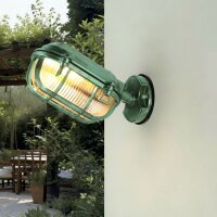 Au&szlig;enlampe Wand Echt-Messing Glas H: 15,5 cm IP64 E27