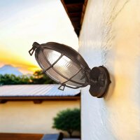 Außenleuchte Wand Echt-Messing Glas IP64 Schwarz antik