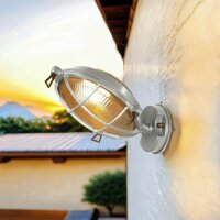 Wandleuchte außen Echt-Messing Glas E27 IP64 Grau rund