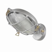 Wandleuchte außen Echt-Messing Glas E27 IP64 Grau rund