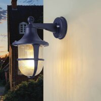Wandleuchte au&szlig;en Messing Glas E27 IP64 H: 27 cm Blau