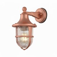 Außenlampe Wand Echt-Messing Glas E27 IP64 27 cm hoch