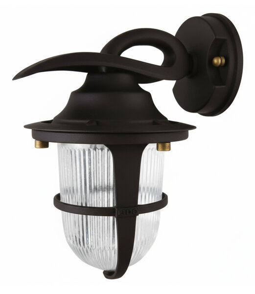 Außenleuchte Wand Glas Messing massiv E27 IP64 H: 24 cm