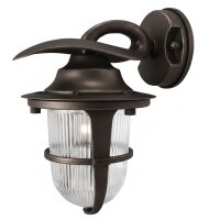 Au&szlig;enwandlampe Messing massiv Glas E27 IP64 H: 24 cm