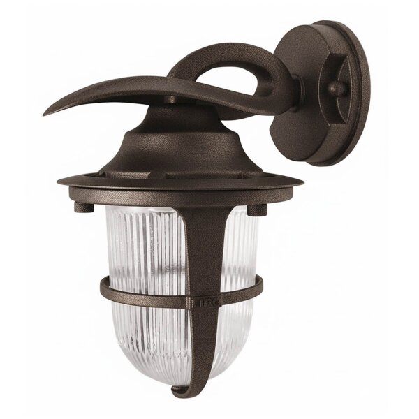 Wandlampe außen Echt-Messing Glas 24 cm hoch IP64 E27