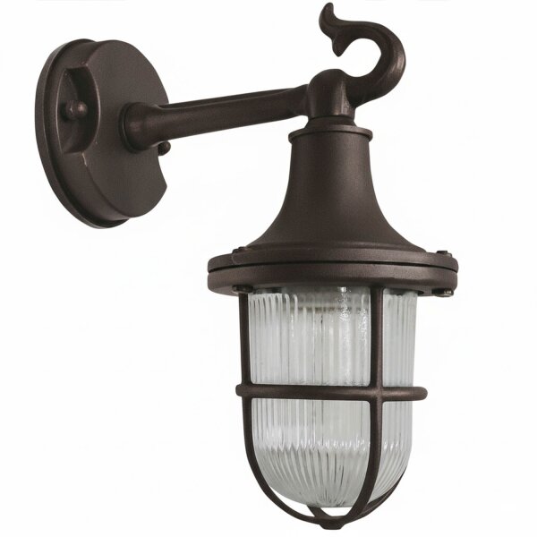 Außenleuchte Wand Glas Echt-Messing E27 IP64 H: 25 cm