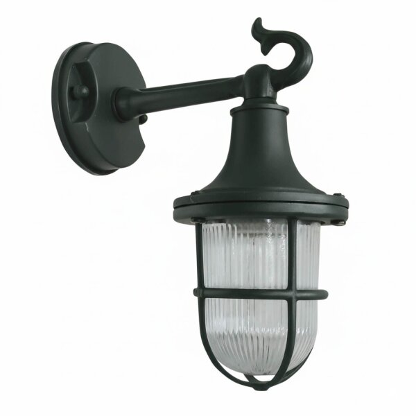 Wandlampe außen Echt-Messing Glas 25 cm hoch IP64 Grün