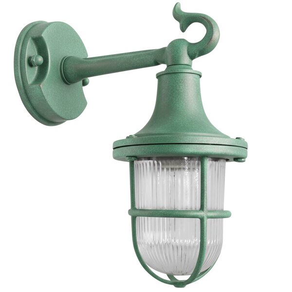 Außenlampe Wand Messing massiv Glas 25 cm hoch IP64 E27
