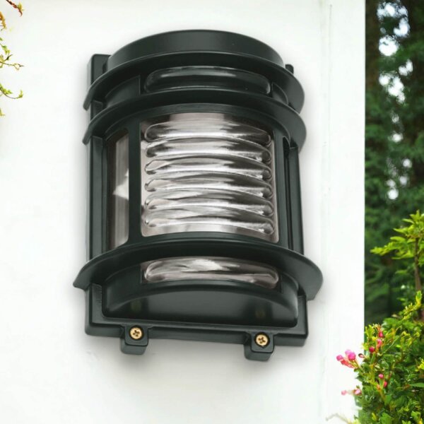 Außenwandlampe Echt-Messing Glas E27 IP43 26 cm breit
