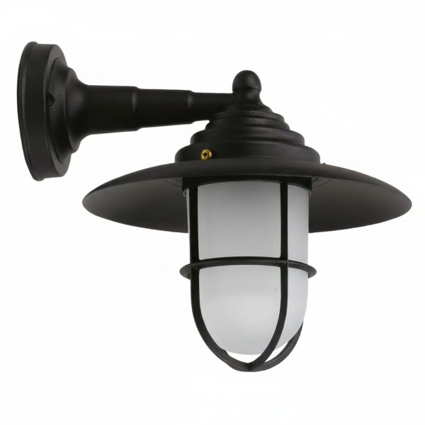 Wandlampe außen Messing Glas E27 IP43 B: 26 cm Schwarz