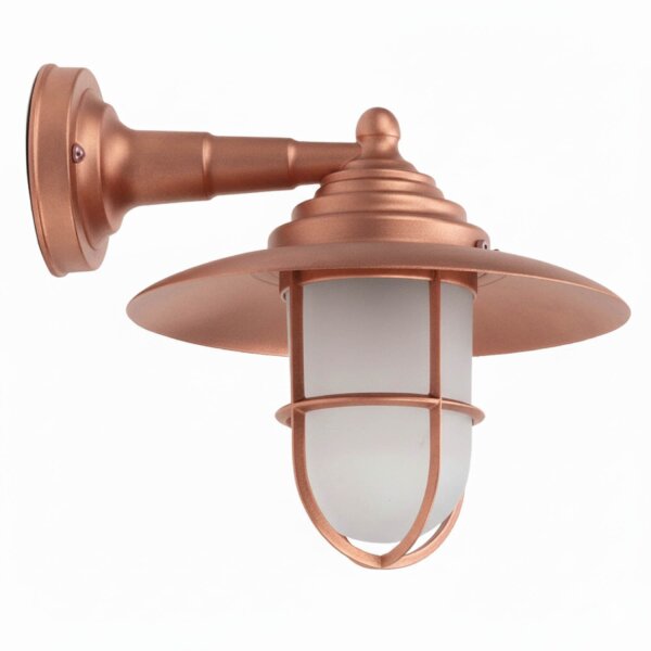 Wandlampe außen Glas Messing massiv E27 IP43 in Kupfer