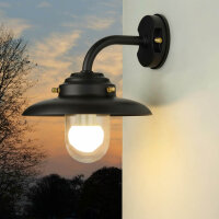 Au&szlig;enwandleuchte Echt-Messing Glas E27 IP64 30 cm...