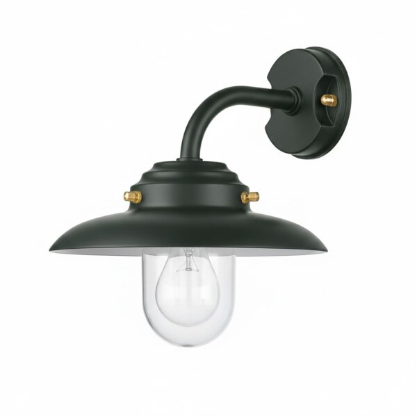 Außenwandlampe Echt-Messing Glas 30 cm breit IP64 Grün