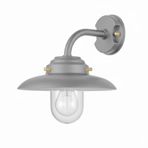 Außenwandleuchte Messing Glas B: 30 cm IP64 Grau E27