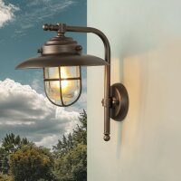 Außenlampe Wand Messing Glas 30 cm hoch IP43 E27...