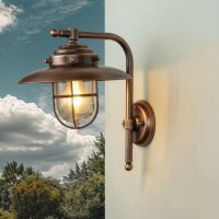 Außenwandlampe Messing Glas 30 cm hoch IP43 E27...