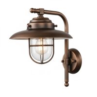 Außenwandlampe Messing Glas 30 cm hoch IP43 E27...