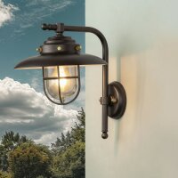 Außenleuchte Wand Messing massiv Glas 30 cm hoch IP43