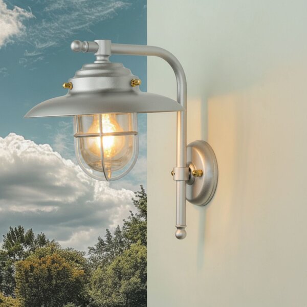Außenwandleuchte Echt-Messing Glas E27 IP43 H: 30 cm
