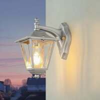 Au&szlig;enlampe Wand Messing massiv E27 IP43 H: 23 cm Grau