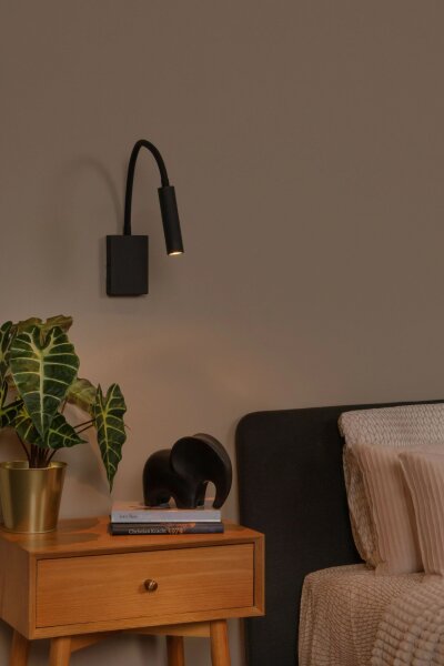 Wandlampe Metall Schwarz Gold Schalter USB verstellbar