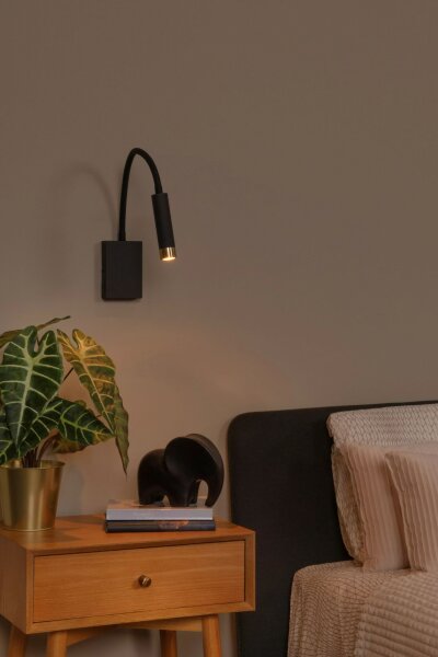 Wandlampe Metall Schwarz Gold Schalter USB verstellbar