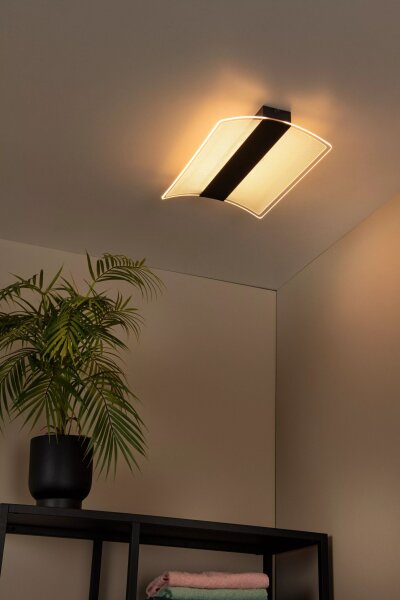 LED Wandleuchte Metall IP44 B:39 cm Schwarz 3000 K 12 W