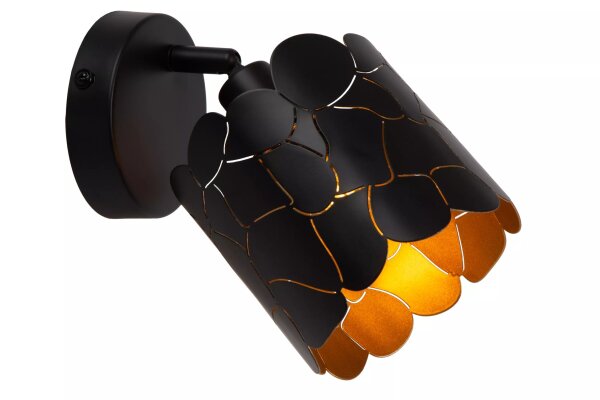 Wandstrahler Metall Schwarz Gold E14 L:12 cm Modern